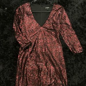 Express red and black sequined dress